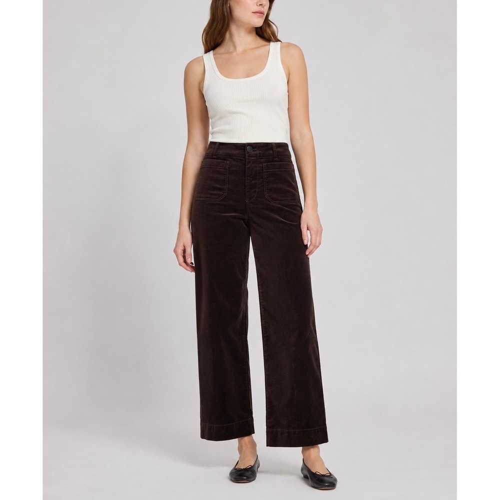Maeve The Colette Corduroy Pants Women 23 Brown Velour Wide Leg Crop Boho Office